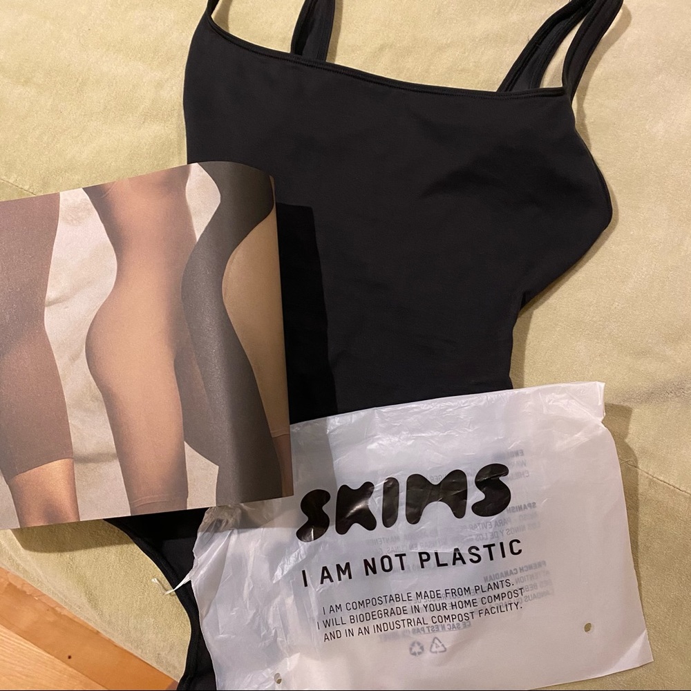 SKIMS Body Basics Square Neck Bodysuit in ONYX